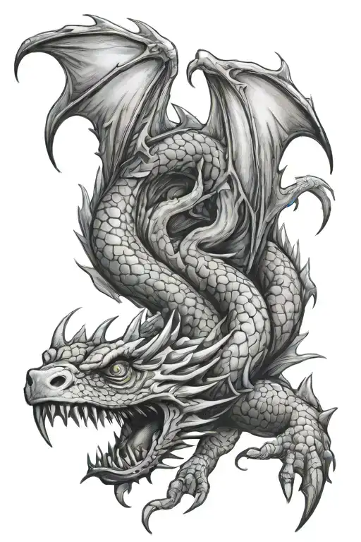 fantasy dragon diving tattoo design idea