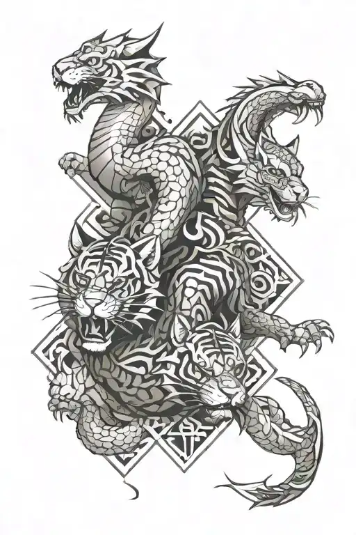 dragon and tiger tattoo design idea