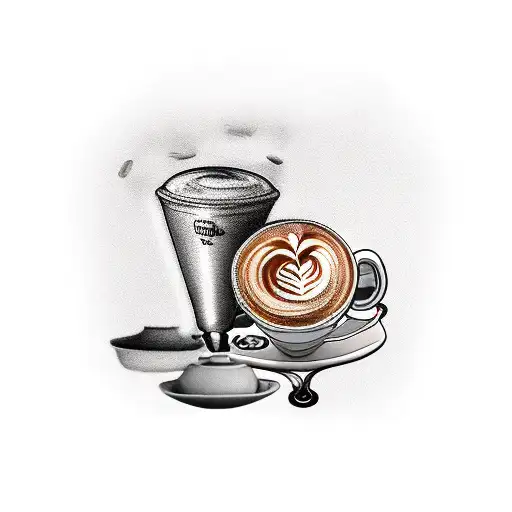 Barista design with latte art, coffee etc tattoo design idea
