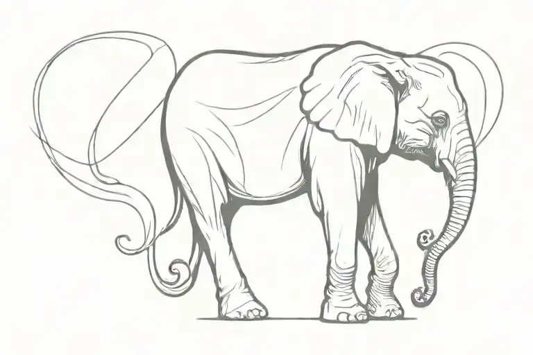 fine line elephant tattoo design idea