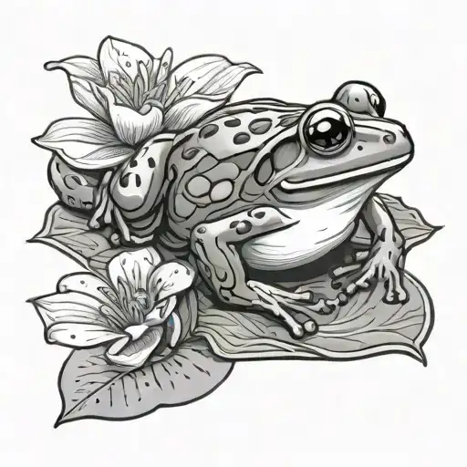 pretty frog on lily pad tattoo design idea