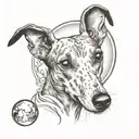 itlian greyhound looking through bubble tattoo design idea