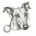 itlian greyhound looking through bubble tattoo design idea