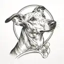 itlian greyhound looking through bubble tattoo design idea