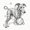itlian greyhound looking through bubble tattoo design idea