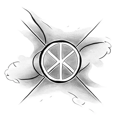 A blackwork tattoo of a Korean calligraphy symbol for peace and tranquility tattoo design idea