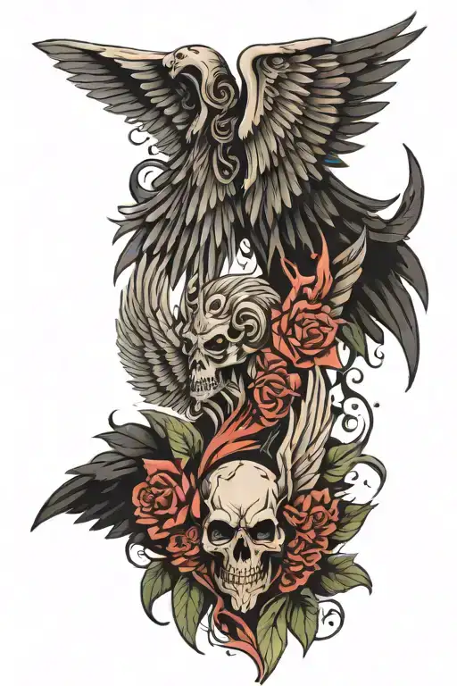 demon wing and angel wing tattoo design idea