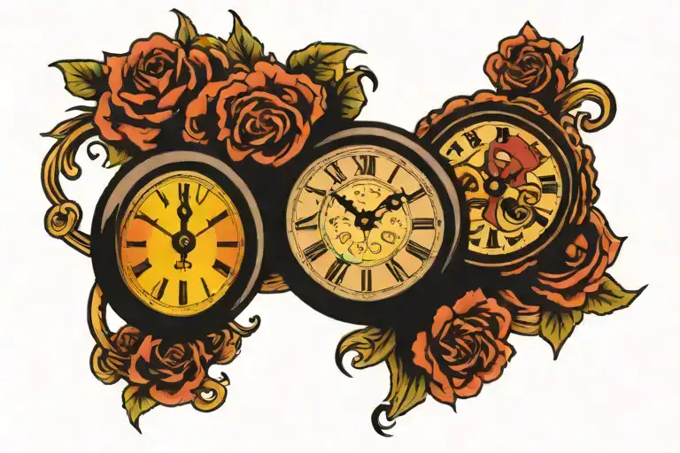 Emo clock running tattoo design idea