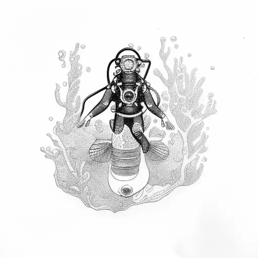 scuba diver tattoo design idea
