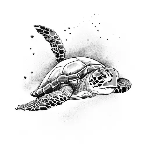 scuba diver with turtle tattoo design idea