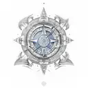 nordic helm of awe with eiffel tower and compass tattoo design idea