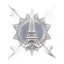 nordic helm of awe with eiffel tower and compass tattoo design idea