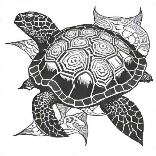 tortoise and  manta ray  tattoo design idea