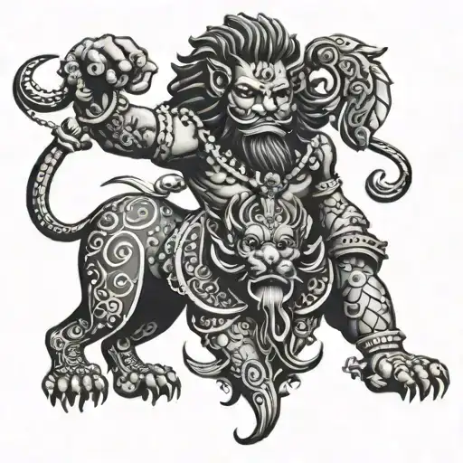 ravana and sri lanka lion tattoo design idea
