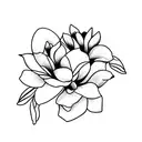 magnolia flower with black drop shadow tattoo design idea