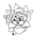 magnolia flower with black drop shadow tattoo design idea