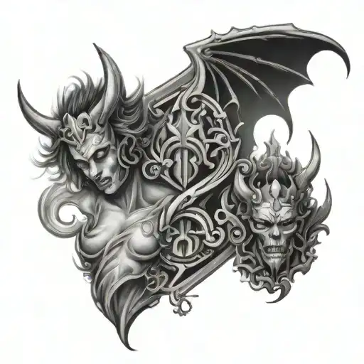 good vs evil tattoo design idea
