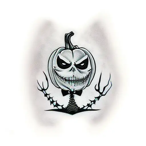 I want a donut with have the pumpkin king n the other side jack skeleton  tattoo design idea