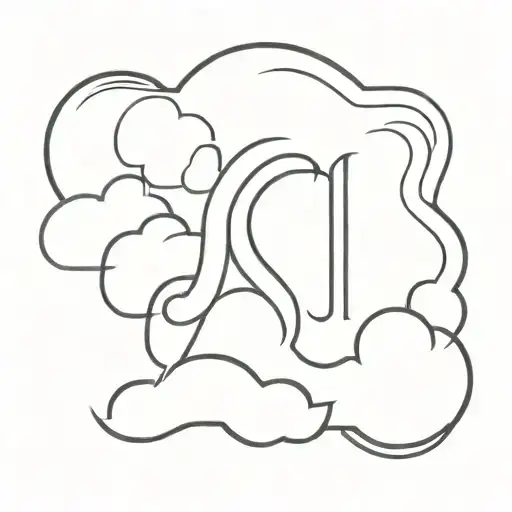 m initial with Korean clouds  tattoo design idea