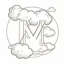  Korean clouds,clouding letter M tattoo design idea
