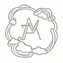  Korean clouds,clouding letter M tattoo design idea