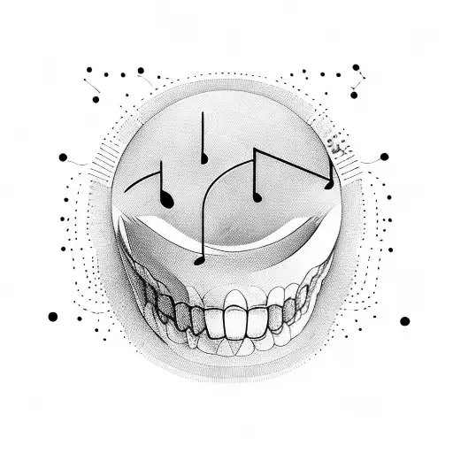 minimalist, lines, anxiety, music, dental tattoo design idea