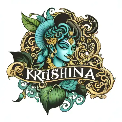 krishna name tattoo design idea