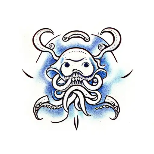 kraken taking down ship tattoo design idea