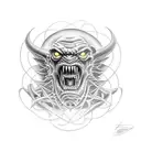 hell monster evil tattoo design idea