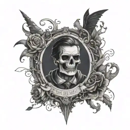 A coding and billing invoice with a dark twist, incorporating elements of dark romance and stalker tropes tattoo design idea