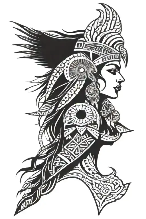 consciousness warrior wild healer queen Indian Egypt beauty death energy  tattoo design idea