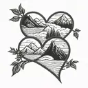 Three small hearts intertwined with a silhouette of the Colorado mountains tattoo design idea
