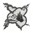 Three small hearts intertwined with a silhouette of the Colorado mountains tattoo design idea