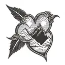Three small hearts intertwined with a silhouette of the Colorado mountains tattoo design idea