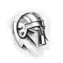 A Spartan helmet adorned with biblical scriptures, embodying the strength and faith of a warrior philosopher tattoo design idea