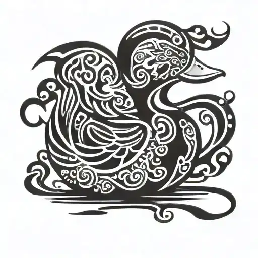 simple tribal rubber duck standing tattoo design idea