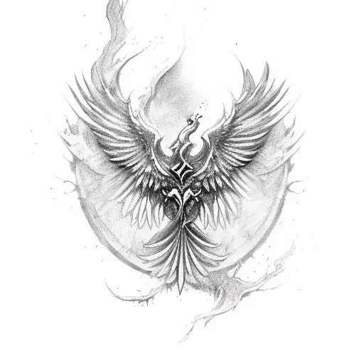 phoenix wing pauldron tattoo design idea