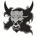 Viking bull face with knot frame around it tattoo design idea