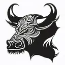 Viking bull face with knot frame around it tattoo design idea