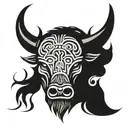 Viking bull face with knot frame around it tattoo design idea