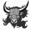 Viking bull face with knot frame around it tattoo design idea