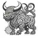 Viking bull  tattoo design idea