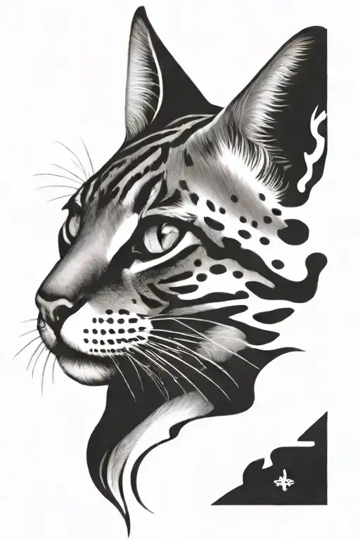 face of bengal cat tattoo design idea