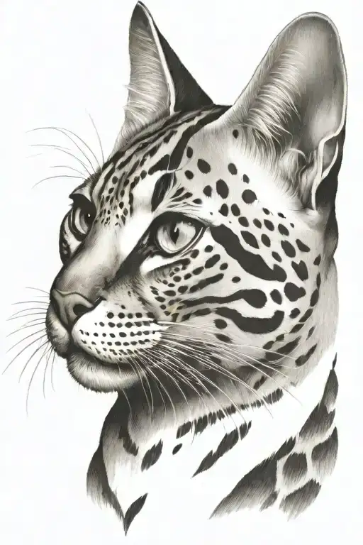 face of bengal cat tattoo design idea