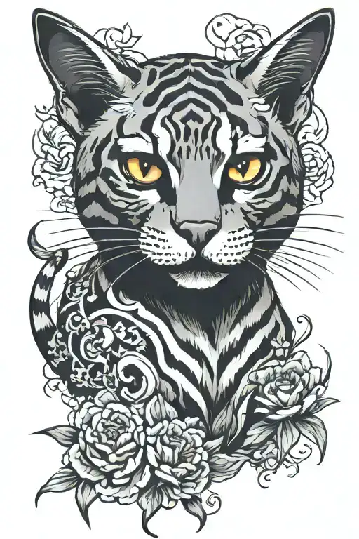 evil bengal cat tattoo design idea