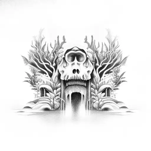 ocean and forest jungle head Brazil tattoo design idea