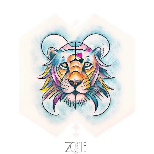 combination of the zodiac sign Leo and the name Zoë tattoo design idea