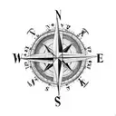 compass with map and ship tattoo design idea