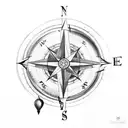 compass with map and ship tattoo design idea