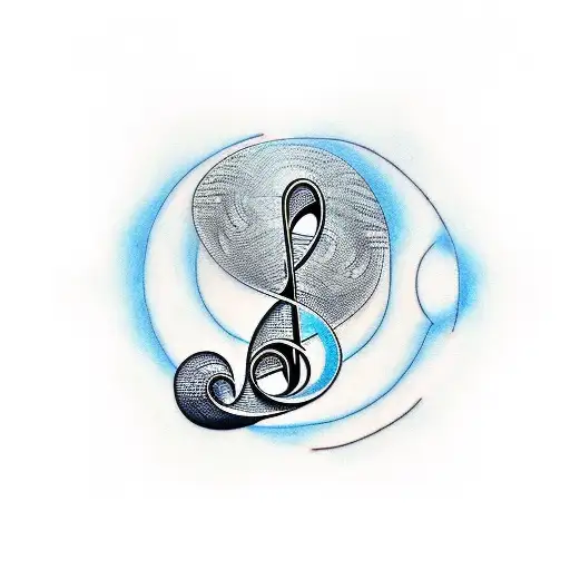A tattoo of a music note transforming into a spaceship tattoo design idea
